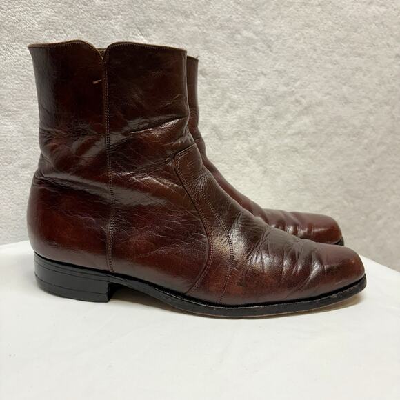 Vintage FLORSHEIM boots BEATLE Ankle Zip Oxblood Red Men's Size 9.5B - Picture 1 of 14
